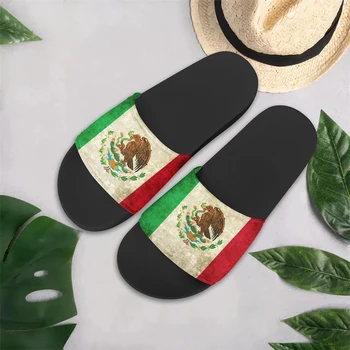 INSTANTARTS Estados Unidos Mexicanos Дизайнерские Летние Тапочки С Мексиканским Флагом Мужские Повседневные Летние Тапочки Для Помещений И Улицы