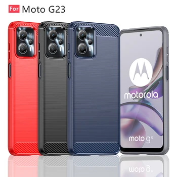 Для Обложки Moto G23 Чехол Для Moto G23 Саппу Задний Бампер из Углеродного Волокна Противоударный Мягкий Чехол из ТПУ Для Motorola Moto G23 G 23 Fundas