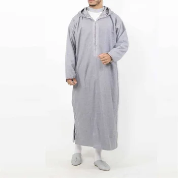 2023 Новый Арабский стиль, простая длинная мужская рубашка с капюшоном, мусульманский халат, Ислам, Саудовская Аравия, Абая, Дубай, Роскошная мода