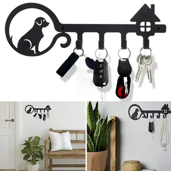 Винтажная металлическая вешалка для ключей с крючками для организации прихожей, Подвесной металлический крюк, креативное украшение двери шкафа на стену